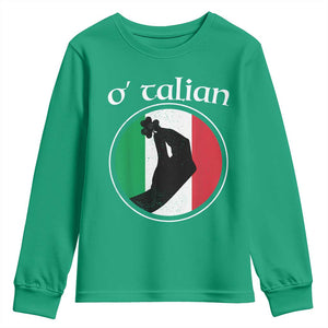 Funny O'Talian Youth Sweatshirt St Patrick's Day Italian Pinched Fingers Shamrock TS11 Irish Green Print Your Wear