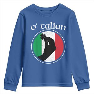 Funny O'Talian Youth Sweatshirt St Patrick's Day Italian Pinched Fingers Shamrock TS11 Royal Blue Print Your Wear