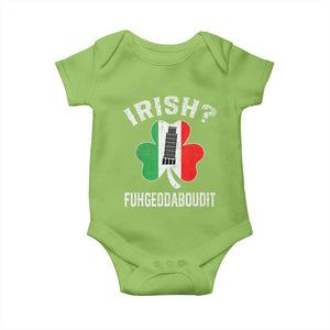 Funny St Patrick's Day Italian Baby Onesie Irish Fuhgeddaboudit Pisa Tower Shamrock TS11 Lime Print Your Wear