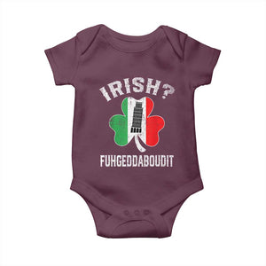 Funny St Patrick's Day Italian Baby Onesie Irish Fuhgeddaboudit Pisa Tower Shamrock TS11 Maroon Print Your Wear