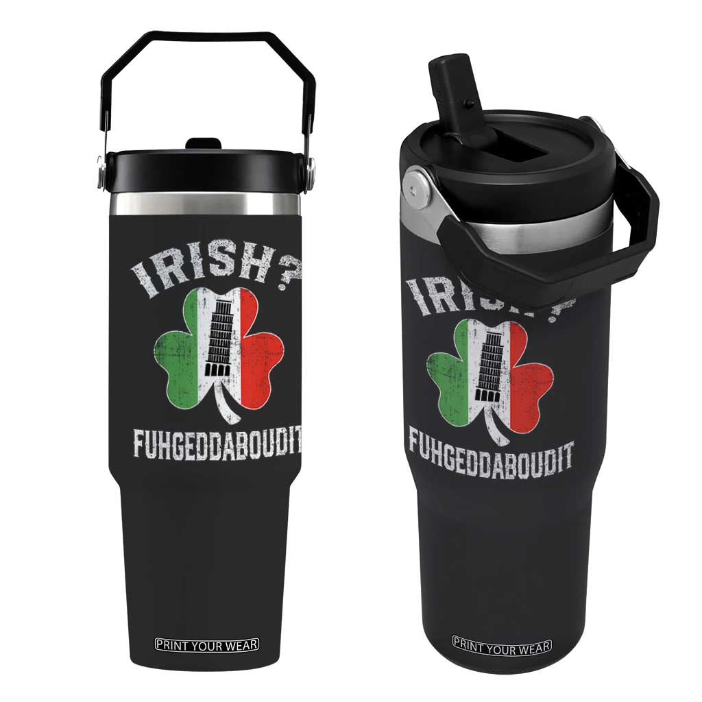 Funny St Patrick's Day Italian Flip Straw Tumbler Irish Fuhgeddaboudit Pisa Tower Shamrock TS11 One Size: 30 oz Black Print Your Wear
