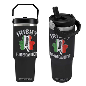 Funny St Patrick's Day Italian Flip Straw Tumbler Irish Fuhgeddaboudit Pisa Tower Shamrock TS11 One Size: 30 oz Black Print Your Wear