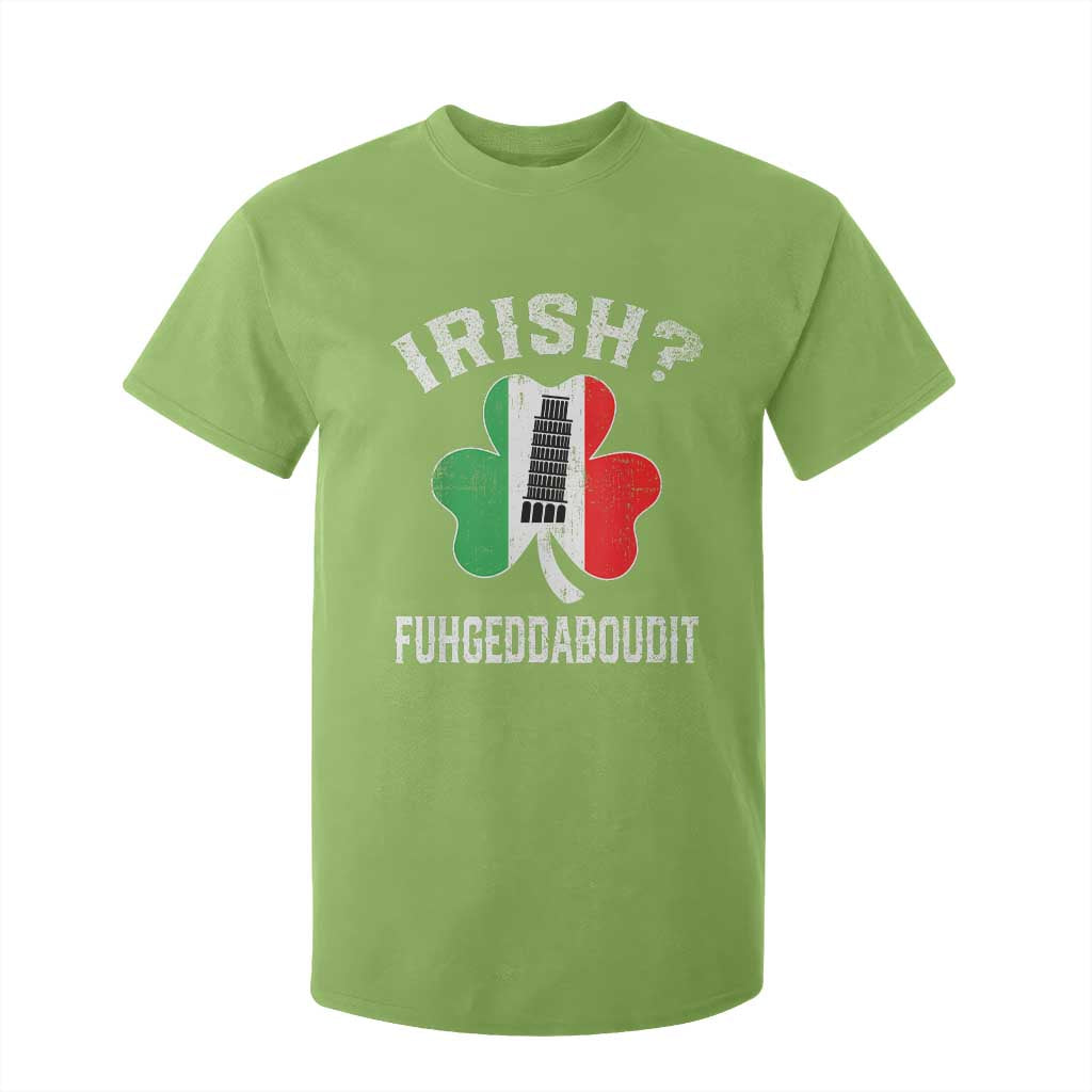 Funny St Patrick's Day Italian T Shirt For Kid Irish Fuhgeddaboudit Pisa Tower Shamrock TS11 Lime Print Your Wear