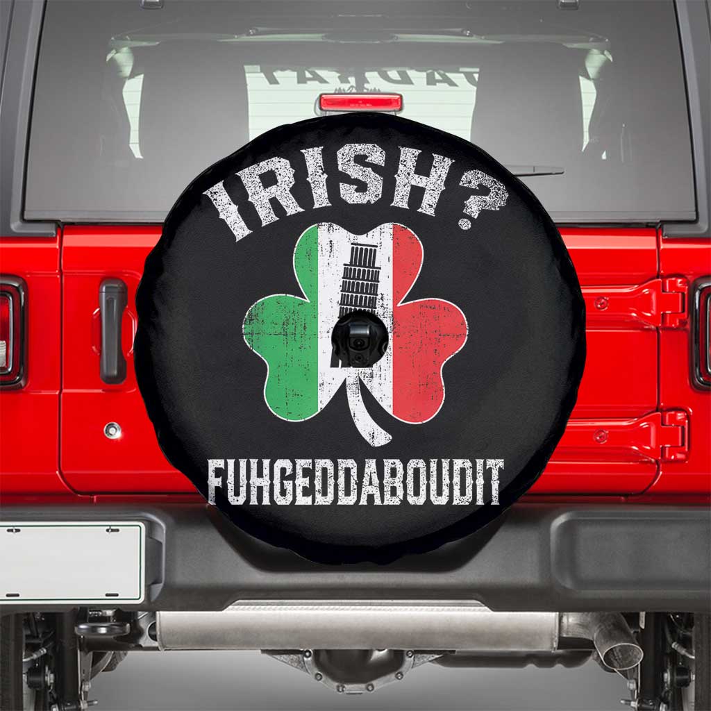Funny St Patrick's Day Italian Spare Tire Cover Irish Fuhgeddaboudit Pisa Tower Shamrock TS11 Black Print Your Wear