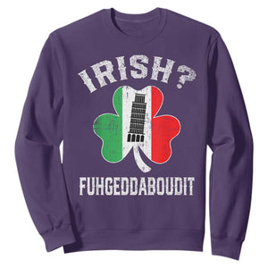 Funny St Patrick's Day Italian Sweatshirt Irish Fuhgeddaboudit Pisa Tower Shamrock TS11 Purple Print Your Wear