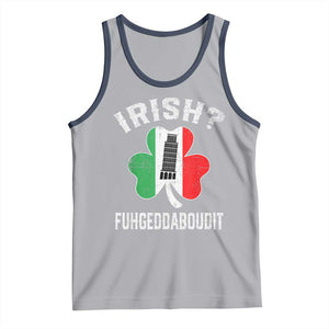 Funny St Patrick's Day Italian Tank Top Irish Fuhgeddaboudit Pisa Tower Shamrock TS11 Athletic Heather Navy Print Your Wear