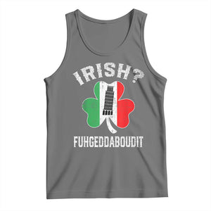 Funny St Patrick's Day Italian Tank Top Irish Fuhgeddaboudit Pisa Tower Shamrock TS11 Black Heather Print Your Wear