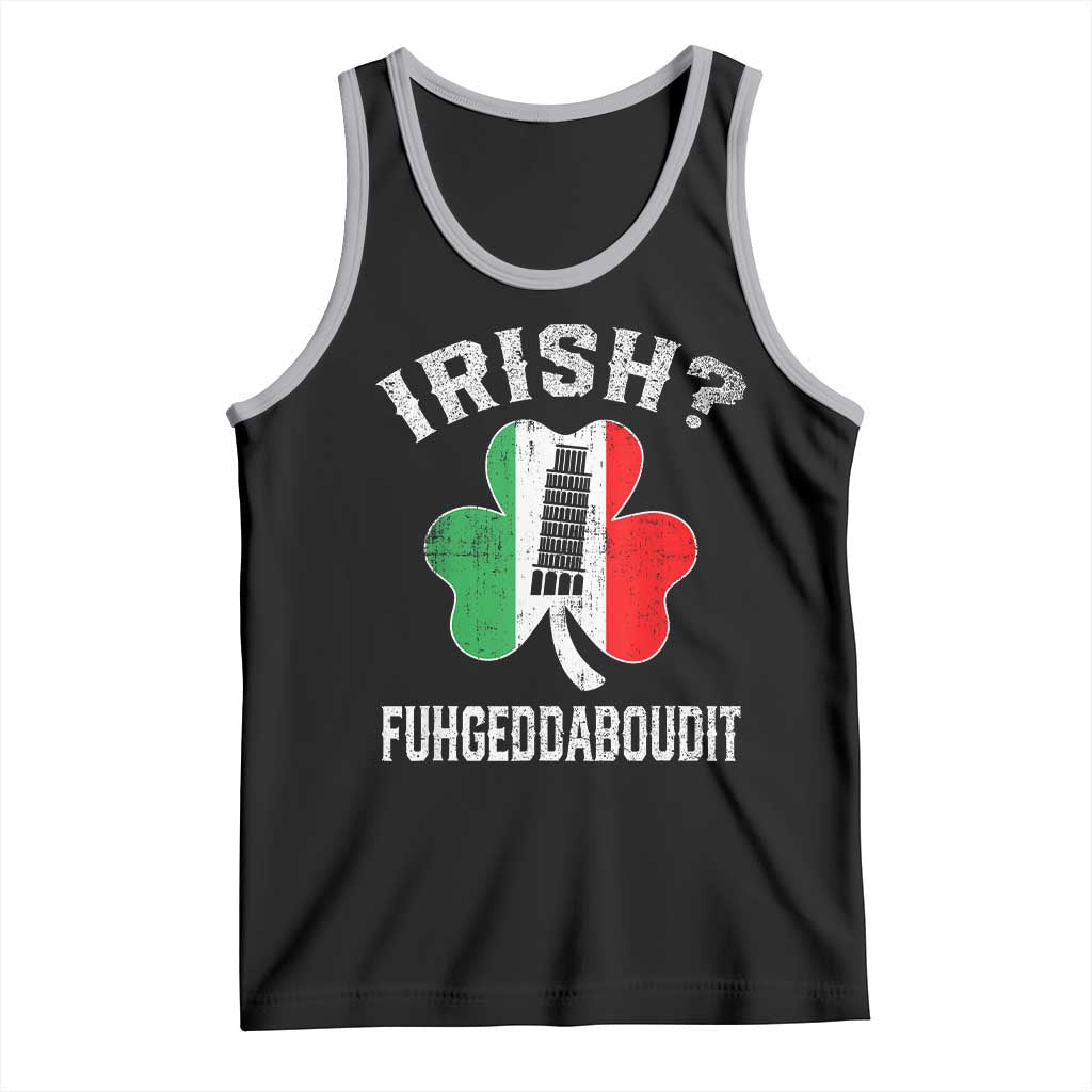 Funny St Patrick's Day Italian Tank Top Irish Fuhgeddaboudit Pisa Tower Shamrock TS11 Black Athletic Heather Print Your Wear