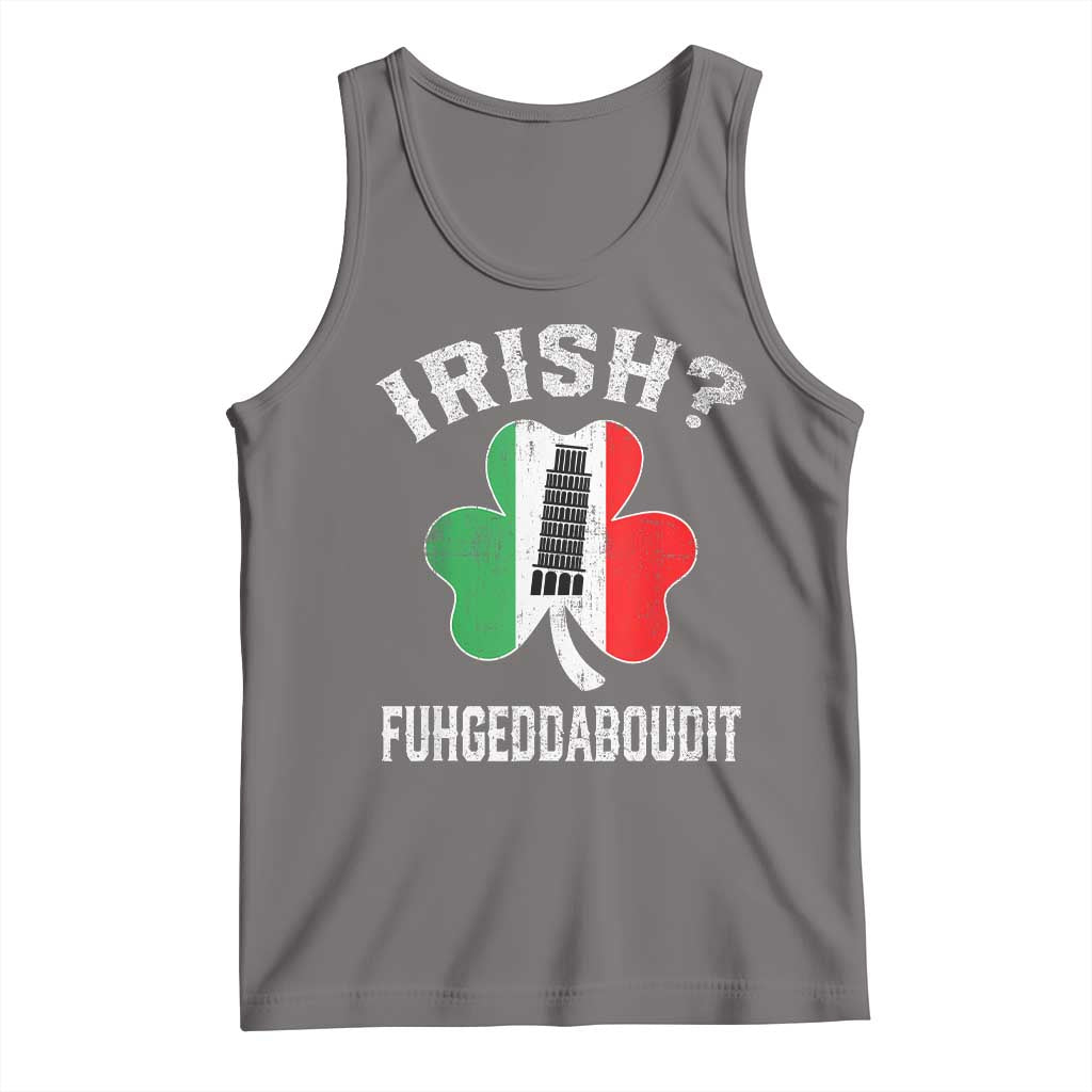 Funny St Patrick's Day Italian Tank Top Irish Fuhgeddaboudit Pisa Tower Shamrock TS11 Deep Heather Print Your Wear