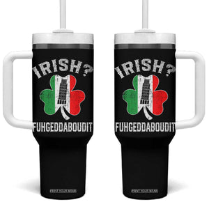 Funny St Patrick's Day Italian Tumbler With Handle Irish Fuhgeddaboudit Pisa Tower Shamrock TS11 One Size: 40 oz Black Print Your Wear