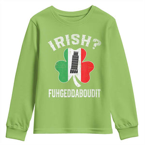 Funny St Patrick's Day Italian Youth Sweatshirt Irish Fuhgeddaboudit Pisa Tower Shamrock TS11 Lime Print Your Wear