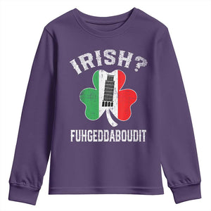 Funny St Patrick's Day Italian Youth Sweatshirt Irish Fuhgeddaboudit Pisa Tower Shamrock TS11 Purple Print Your Wear