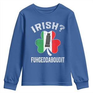 Funny St Patrick's Day Italian Youth Sweatshirt Irish Fuhgeddaboudit Pisa Tower Shamrock TS11 Royal Blue Print Your Wear