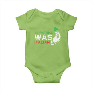 Funny St Patrick Was Italian Baby Onesie St Patrick's Day Italian Pinched Fingers Shamrock TS11 Lime Print Your Wear