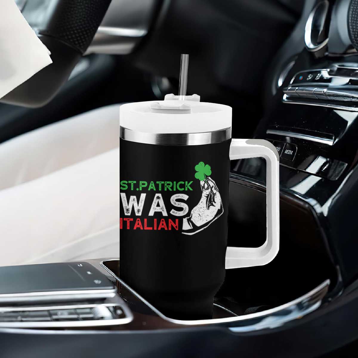 Funny St Patrick Was Italian Tumbler With Handle St Patrick's Day Italian Pinched Fingers Shamrock TS11 Print Your Wear