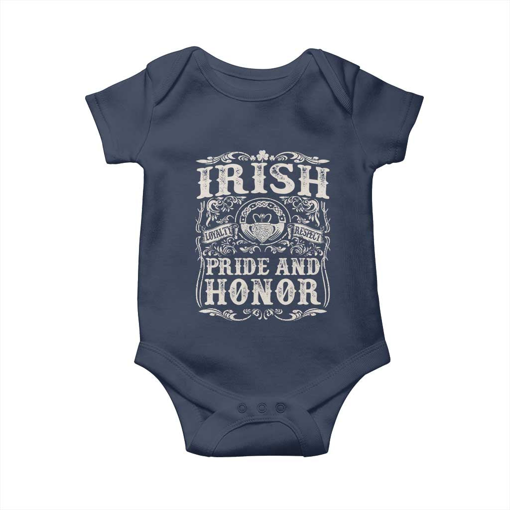 Irish Pride And Honor Baby Onesie Vintage Claddagh Ring Celtic Knot TS11 Navy Print Your Wear