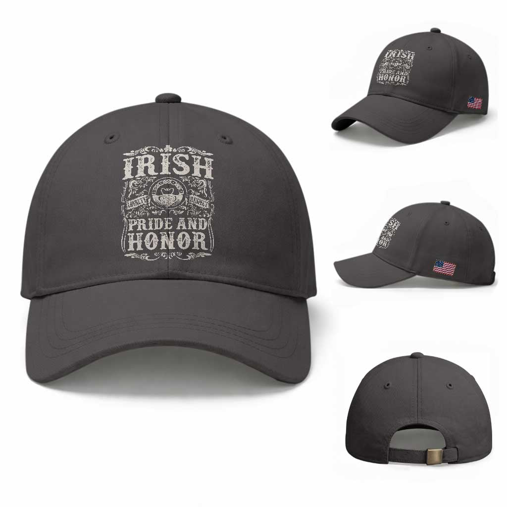 Irish Pride And Honor Baseball Cap Vintage Claddagh Ring Celtic Knot TS11 Baseball Cap Universal Fit Dark Gray Print Your Wear