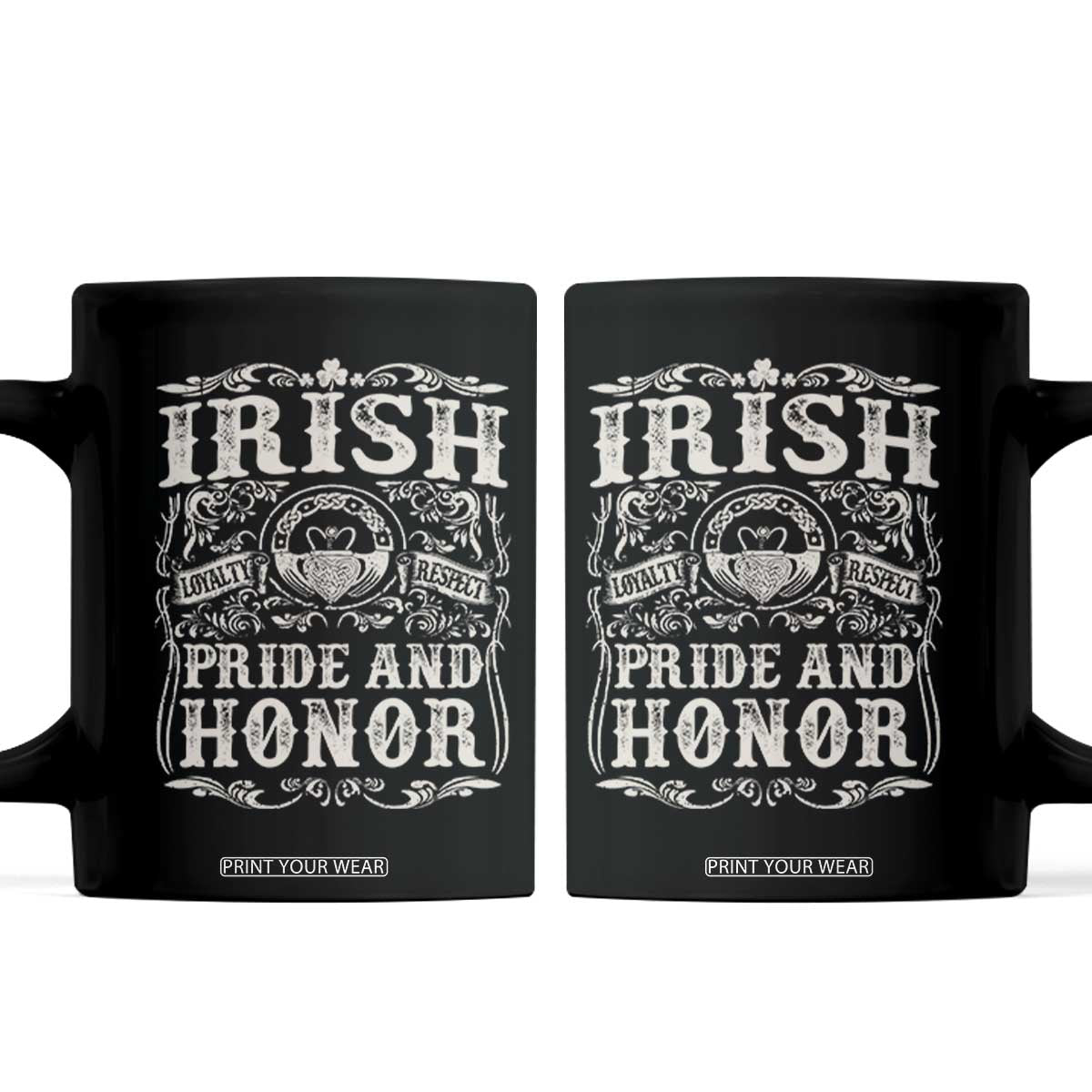 Irish Pride And Honor Coffee Mug Vintage Claddagh Ring Celtic Knot TS11 Black Print Your Wear