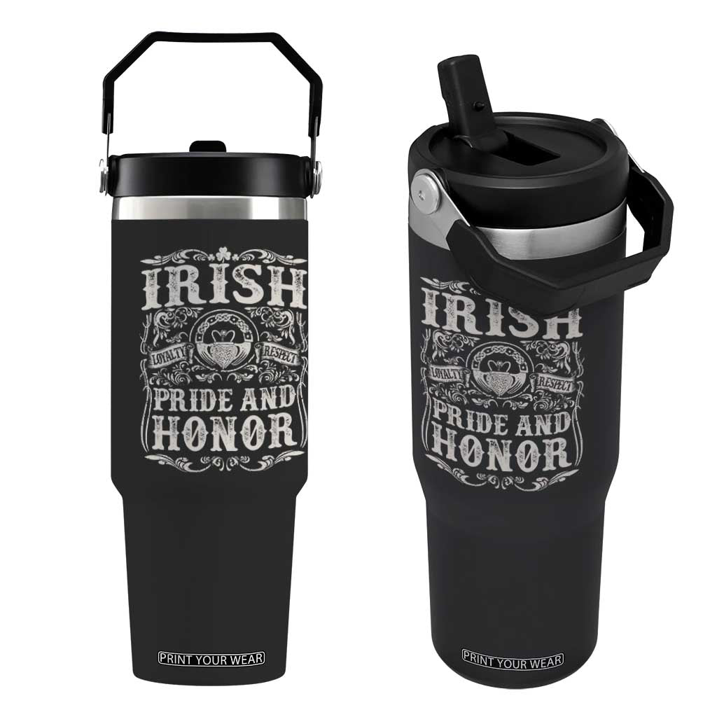 Irish Pride And Honor Flip Straw Tumbler Vintage Claddagh Ring Celtic Knot TS11 One Size: 30 oz Black Print Your Wear