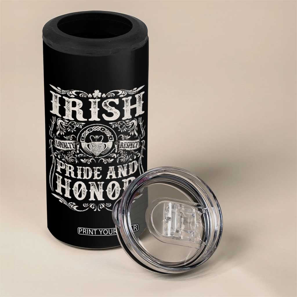Irish Pride And Honor 4 in 1 Can Cooler Tumbler Vintage Claddagh Ring Celtic Knot TS11 Print Your Wear
