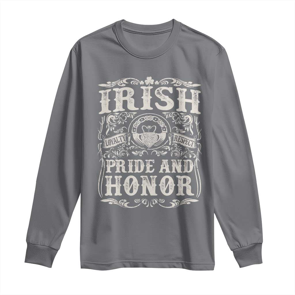 Irish Pride And Honor Long Sleeve Shirt Vintage Claddagh Ring Celtic Knot TS11 Charcoal Print Your Wear