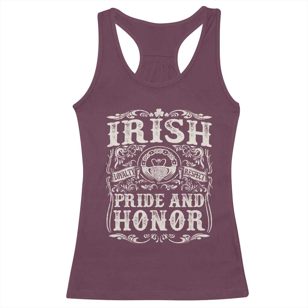 Irish Pride And Honor Racerback Tank Top Vintage Claddagh Ring Celtic Knot TS11 Maroon Print Your Wear