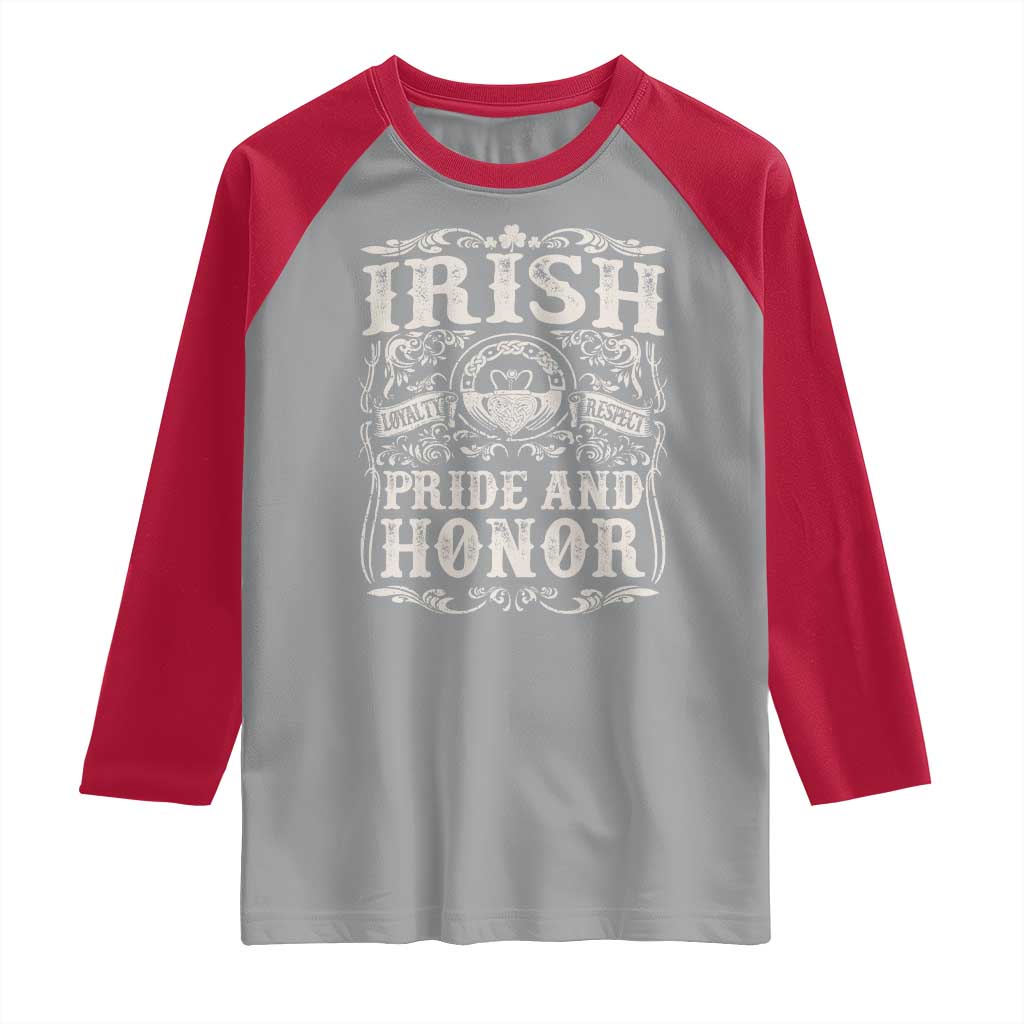 Irish Pride And Honor Raglan Shirt Vintage Claddagh Ring Celtic Knot TS11 Sport Gray Red Print Your Wear