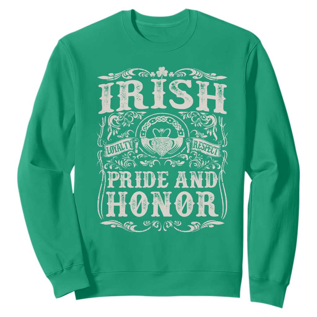 Irish Pride And Honor Sweatshirt Vintage Claddagh Ring Celtic Knot TS11 Irish Green Print Your Wear