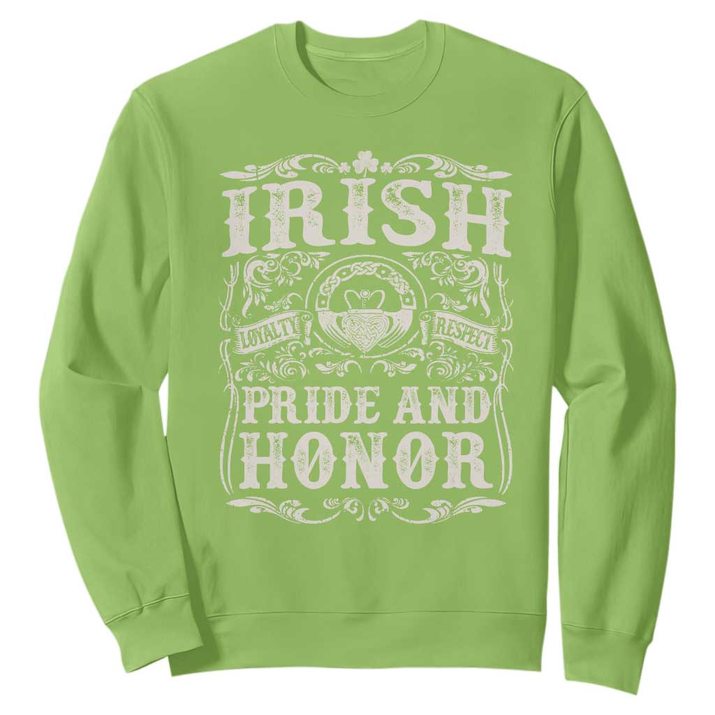 Irish Pride And Honor Sweatshirt Vintage Claddagh Ring Celtic Knot TS11 Lime Print Your Wear
