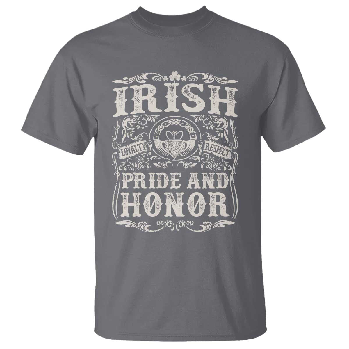 Irish Pride And Honor T Shirt Vintage Claddagh Ring Celtic Knot TS11 Charcoal Print Your Wear