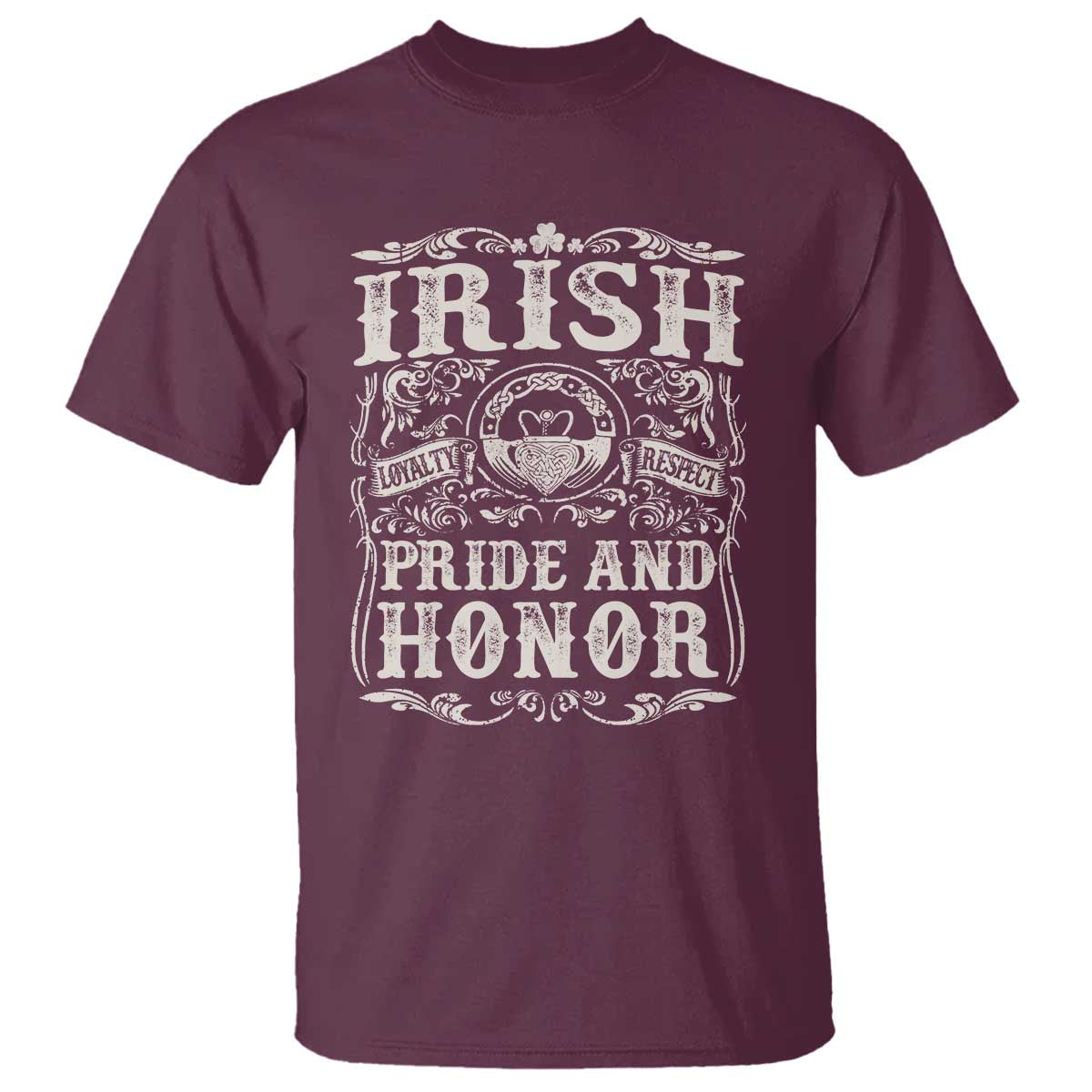 Irish Pride And Honor T Shirt Vintage Claddagh Ring Celtic Knot TS11 Maroon Print Your Wear