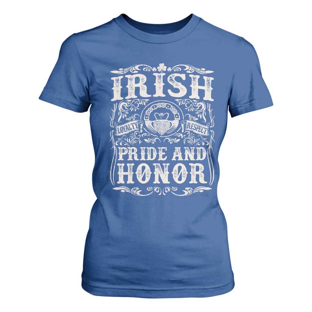 Irish Pride And Honor T Shirt For Women Vintage Claddagh Ring Celtic Knot TS11 Royal Blue Print Your Wear