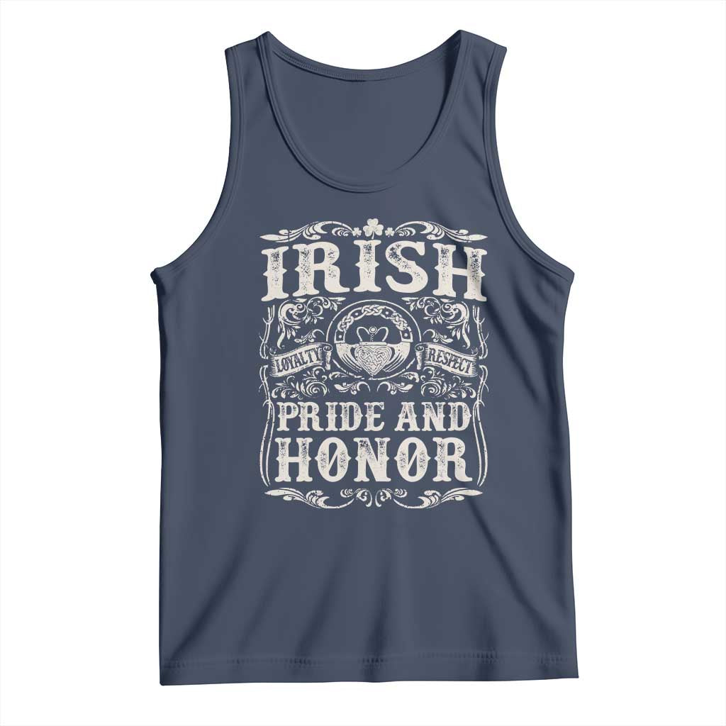Irish Pride And Honor Tank Top Vintage Claddagh Ring Celtic Knot TS11 Navy Print Your Wear