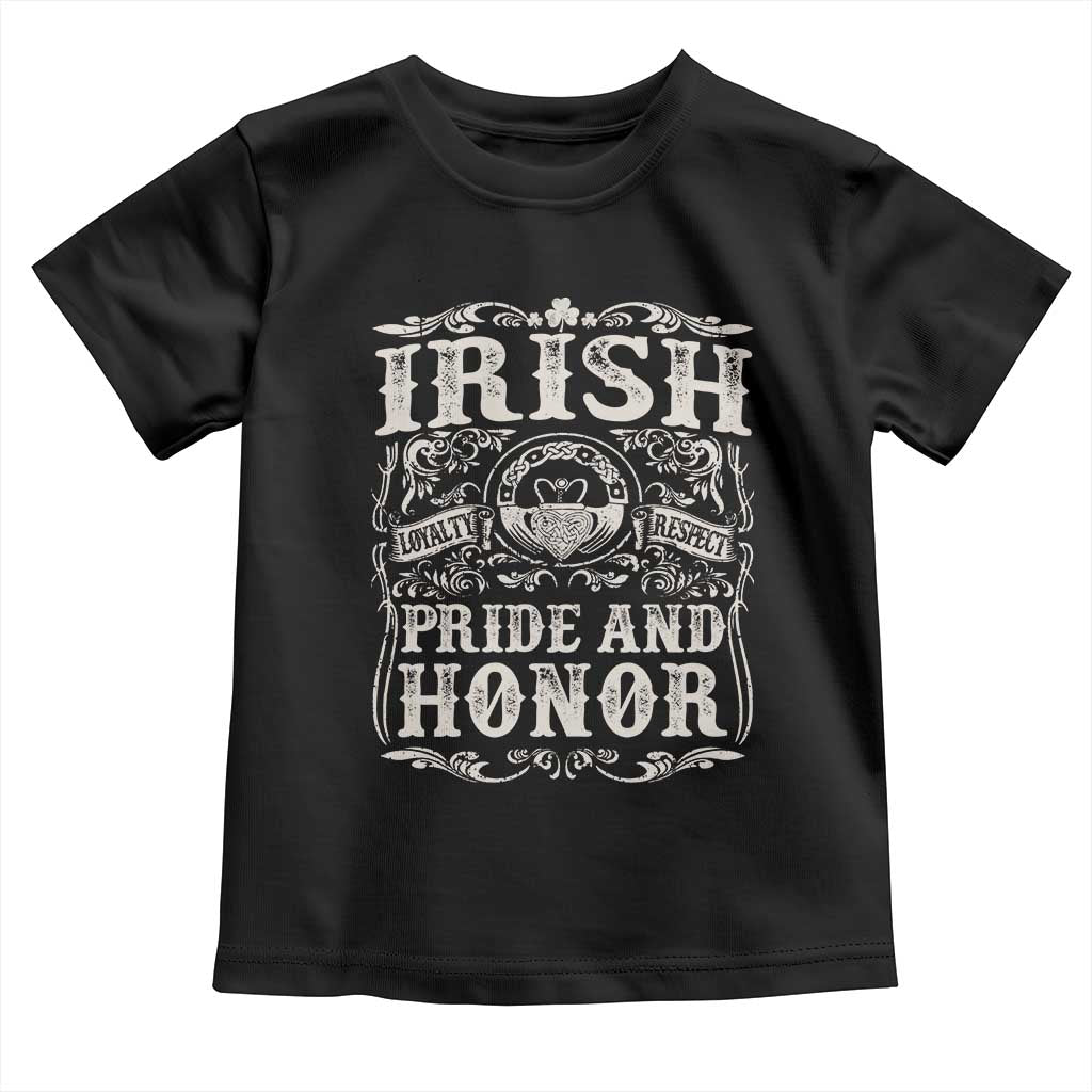 Irish Pride And Honor Toddler T Shirt Vintage Claddagh Ring Celtic Knot TS11 Black Print Your Wear