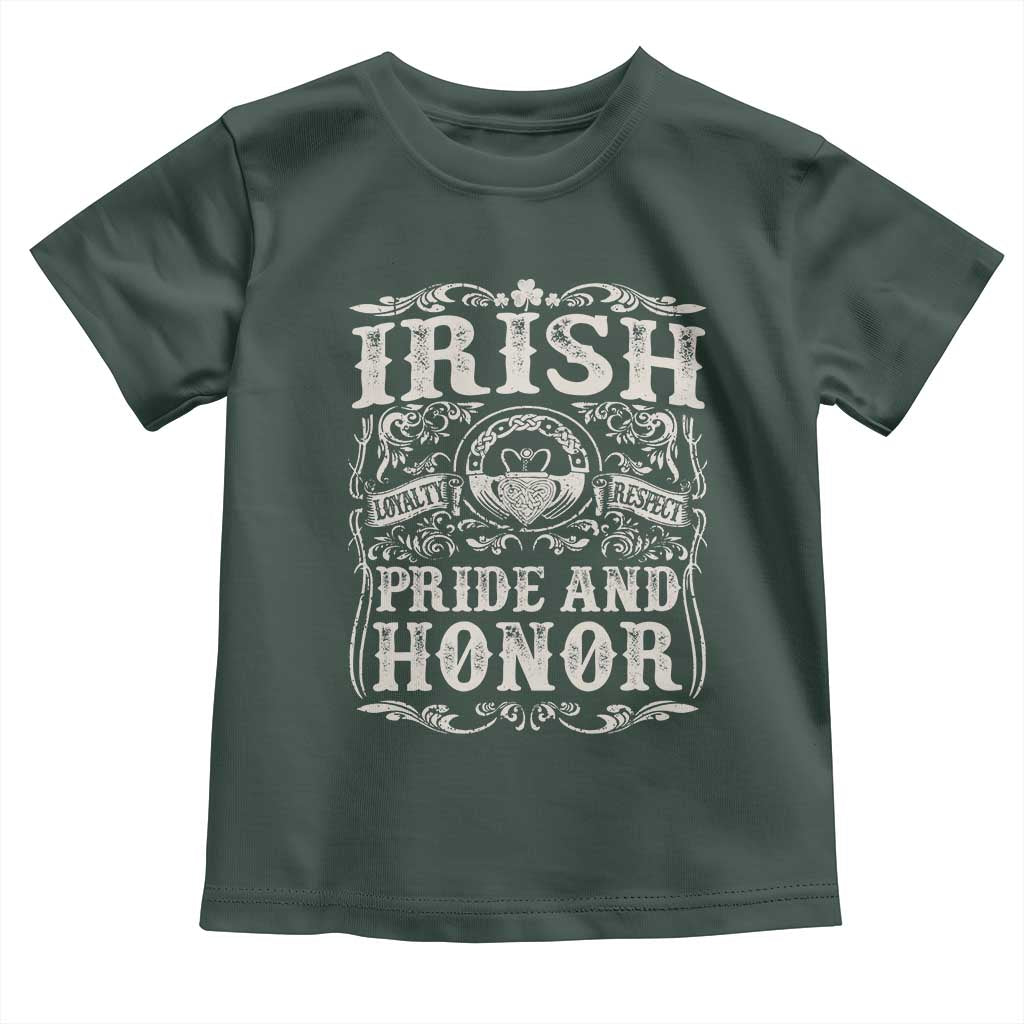Irish Pride And Honor Toddler T Shirt Vintage Claddagh Ring Celtic Knot TS11 Dark Forest Green Print Your Wear