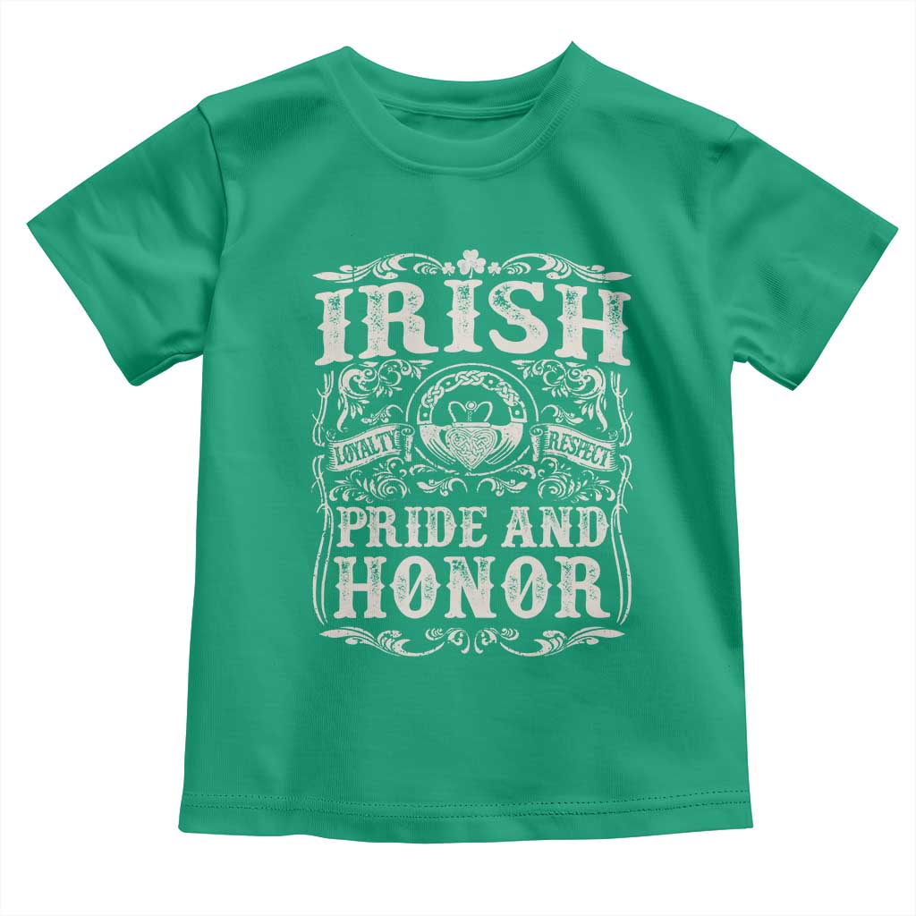 Irish Pride And Honor Toddler T Shirt Vintage Claddagh Ring Celtic Knot TS11 Irish Green Print Your Wear