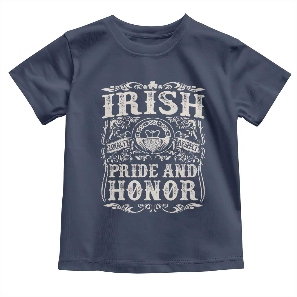 Irish Pride And Honor Toddler T Shirt Vintage Claddagh Ring Celtic Knot TS11 Navy Print Your Wear