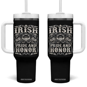 Irish Pride And Honor Tumbler With Handle Vintage Claddagh Ring Celtic Knot TS11 One Size: 40 oz Black Print Your Wear