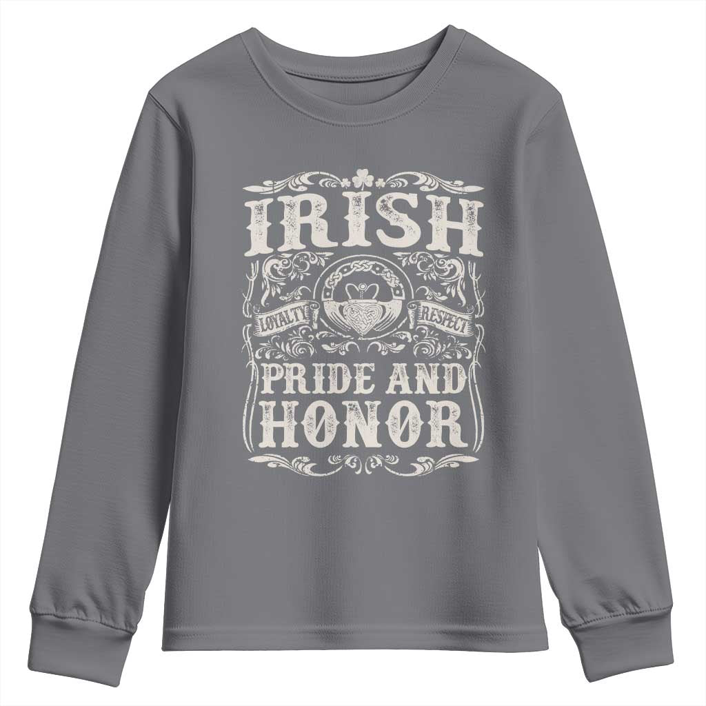 Irish Pride And Honor Youth Sweatshirt Vintage Claddagh Ring Celtic Knot TS11 Charcoal Print Your Wear