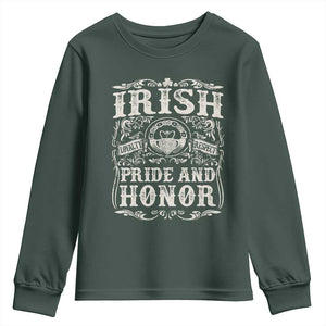 Irish Pride And Honor Youth Sweatshirt Vintage Claddagh Ring Celtic Knot TS11 Dark Forest Green Print Your Wear
