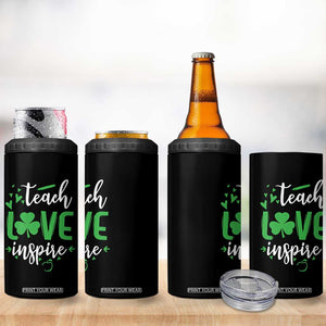 St Patrick's Day Teach Love Inspire 4 in 1 Can Cooler Tumbler Teacher Shamrock TS11 Print Your Wear