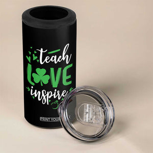 St Patrick's Day Teach Love Inspire 4 in 1 Can Cooler Tumbler Teacher Shamrock TS11 Print Your Wear