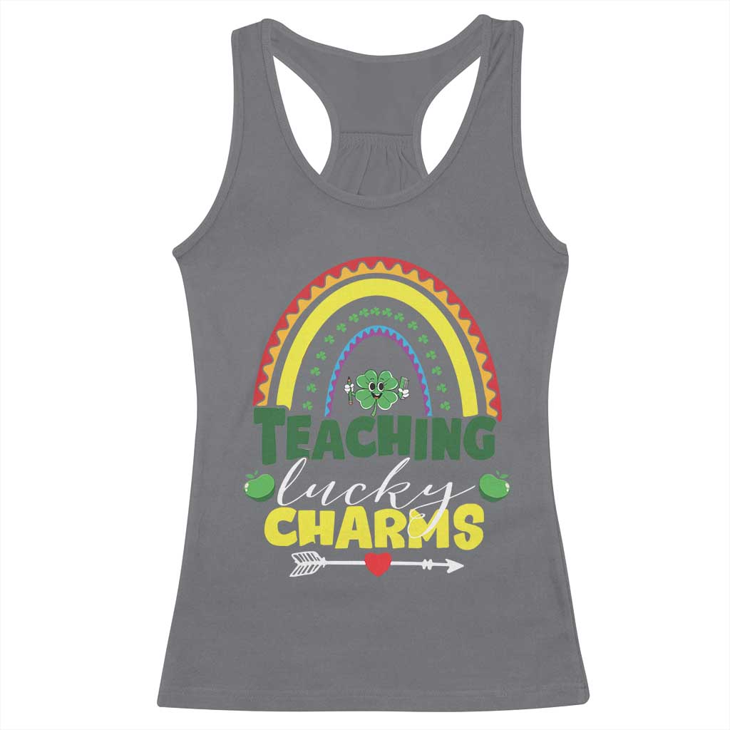 Funny St Patrick's Day Teacher Racerback Tank Top Teaching Lucky Charms TS11 Charcoal Print Your Wear