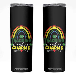 Funny St Patrick's Day Teacher Skinny Tumbler Teaching Lucky Charms TS11 Black Print Your Wear