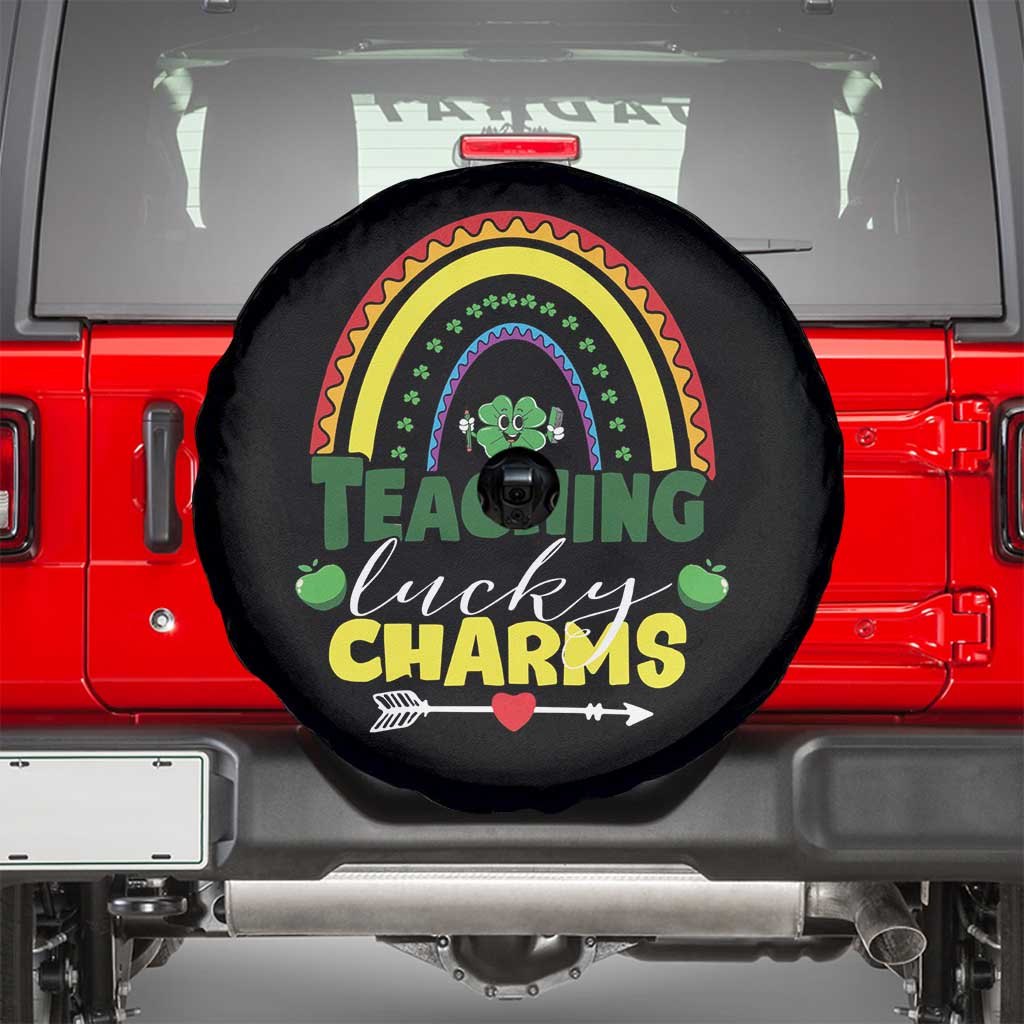 Funny St Patrick's Day Teacher Spare Tire Cover Teaching Lucky Charms TS11 Black Print Your Wear