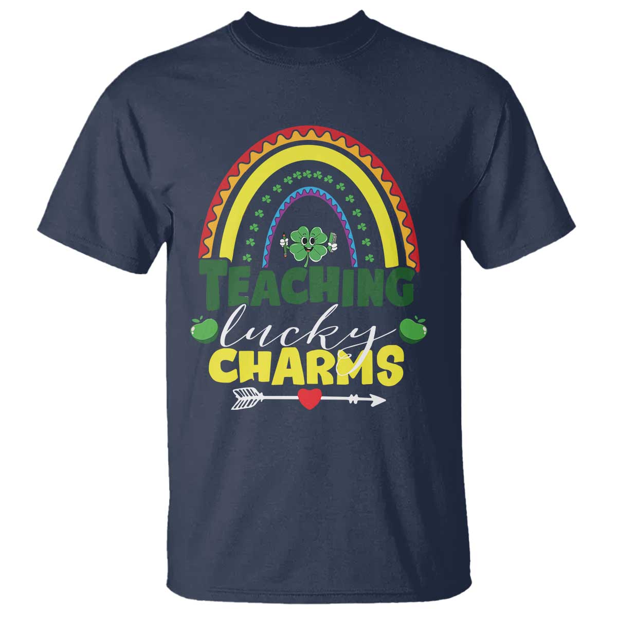 Funny St Patrick's Day Teacher T Shirt Teaching Lucky Charms TS11 Navy Print Your Wear