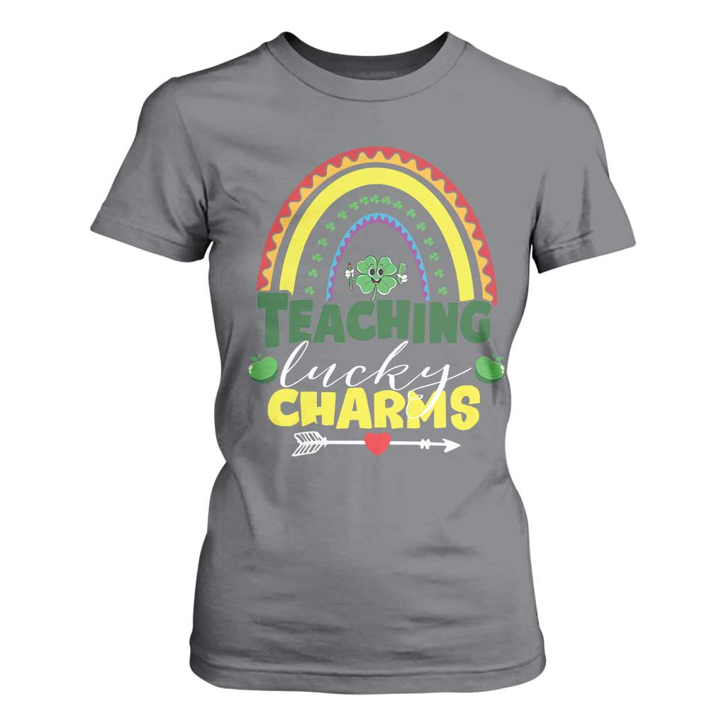 Funny St Patrick's Day Teacher T Shirt For Women Teaching Lucky Charms TS11 Charcoal Print Your Wear