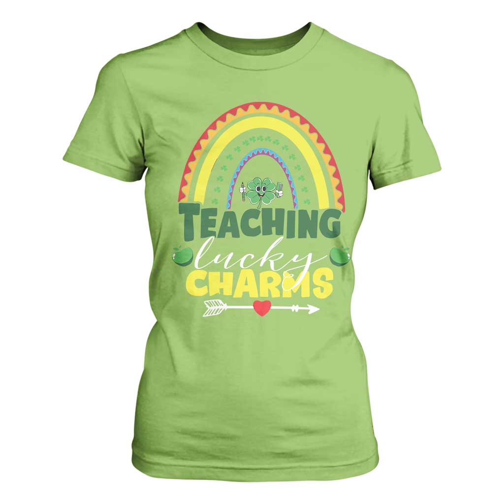 Funny St Patrick's Day Teacher T Shirt For Women Teaching Lucky Charms TS11 Lime Print Your Wear
