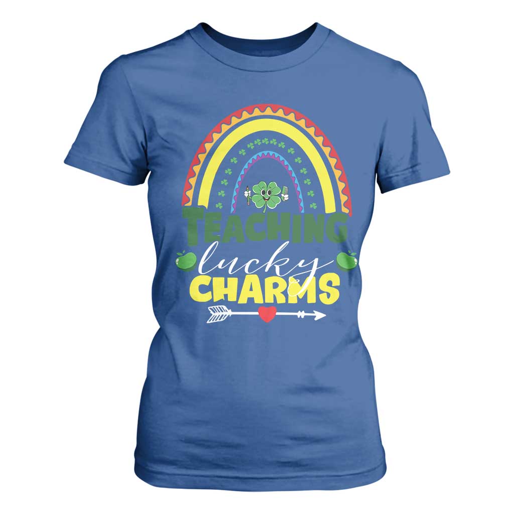 Funny St Patrick's Day Teacher T Shirt For Women Teaching Lucky Charms TS11 Royal Blue Print Your Wear