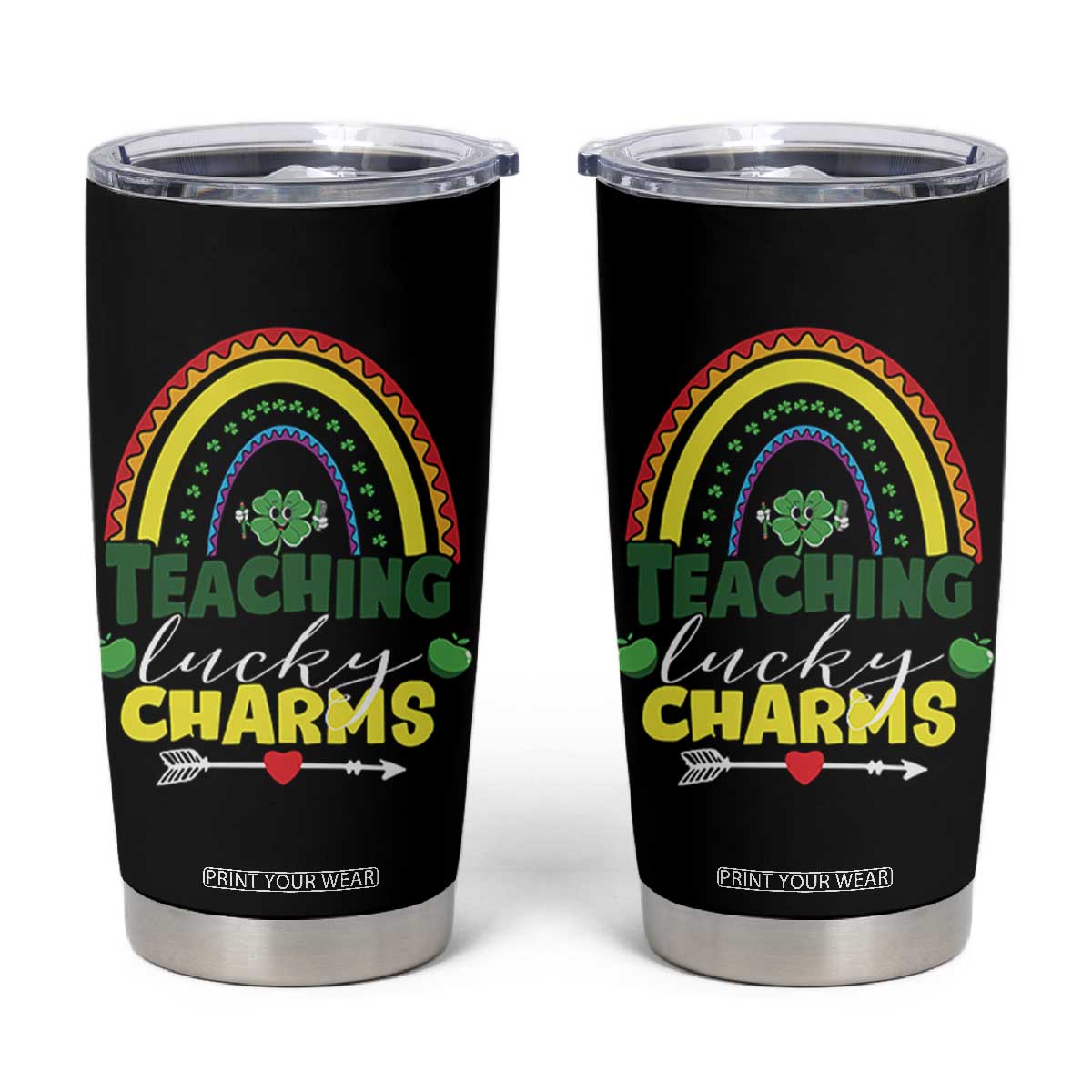 Funny St Patrick's Day Teacher Tumbler Cup Teaching Lucky Charms TS11 Black Print Your Wear